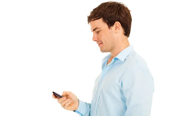 Side view of man using smart phone — Stock Photo, Image