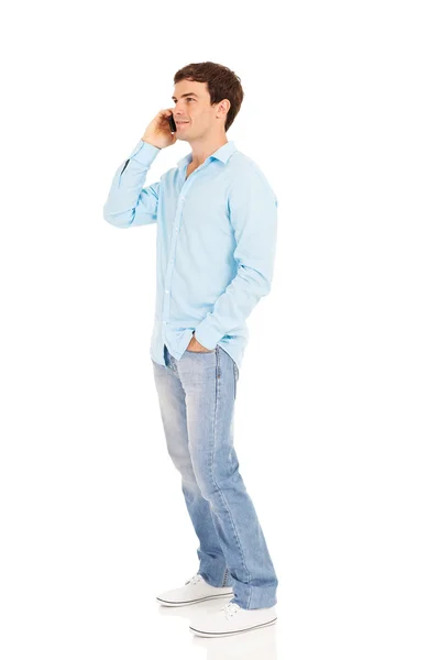 Side view of man talking on cell phone — Stock Photo, Image