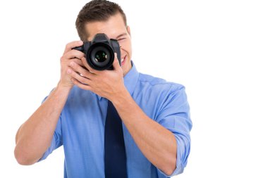 beyaz zemin üzerinde fotoğrafçı