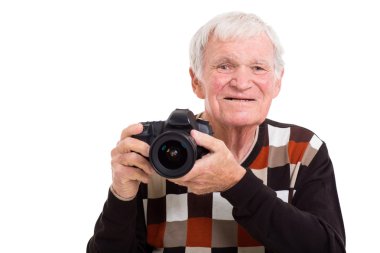 kamera ile yaşlı fotoğrafçı