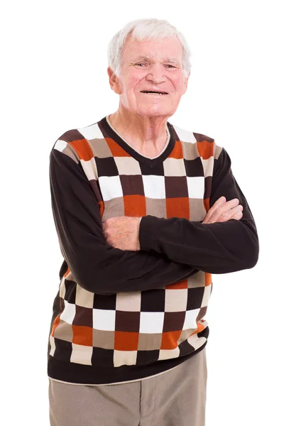 Homme âgé avec les bras croisés — Photo