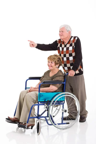 Uomo anziano e moglie handicappata — Foto Stock