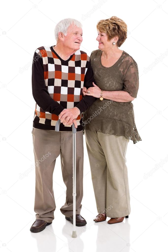 senior couple talking to each other