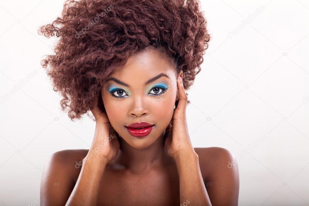 young african american woman with makeup