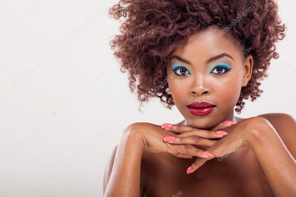 african makeup model close up portrait