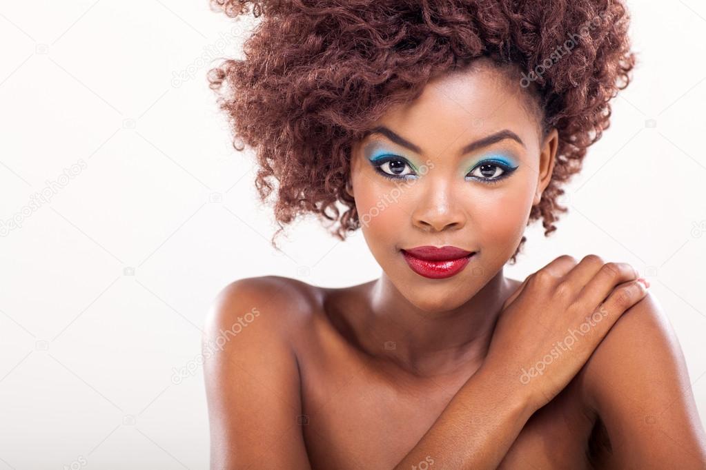 african american beauty looking at the camera