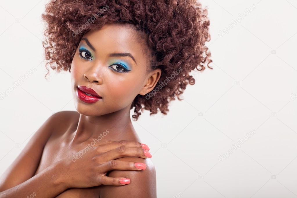 afro american woman with colorful makeup