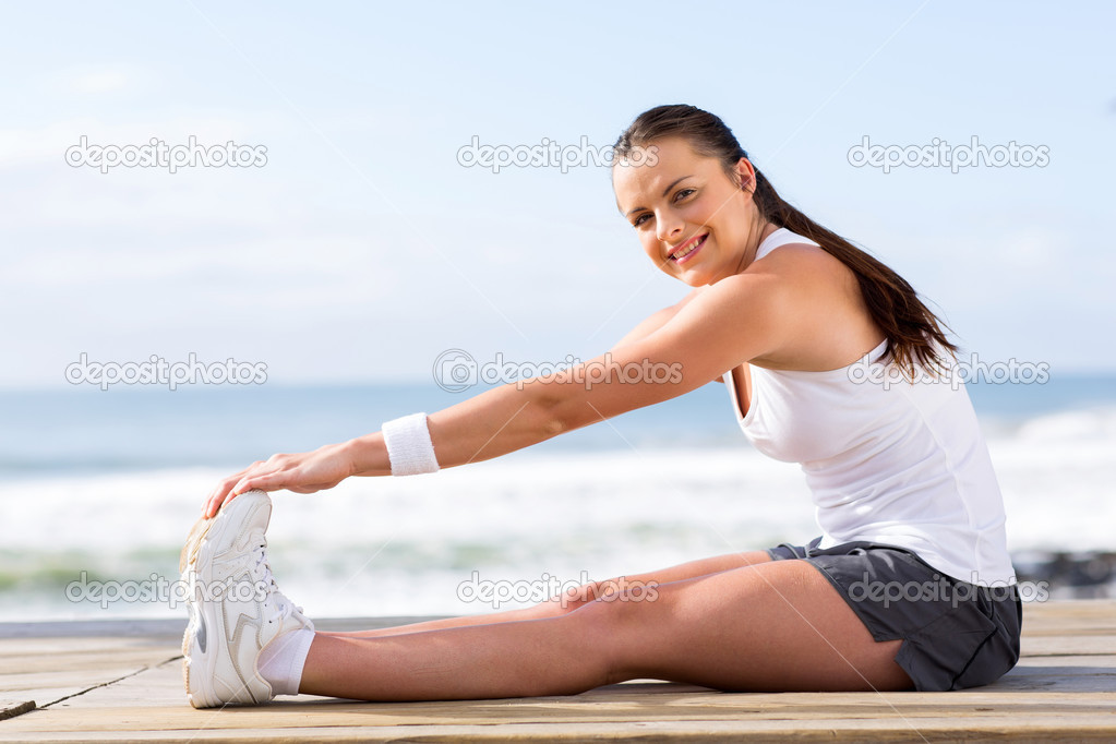 attractive young woman exercising