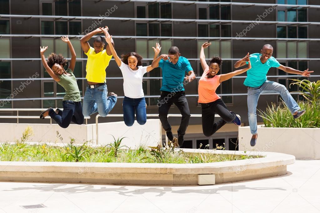 College students jumping