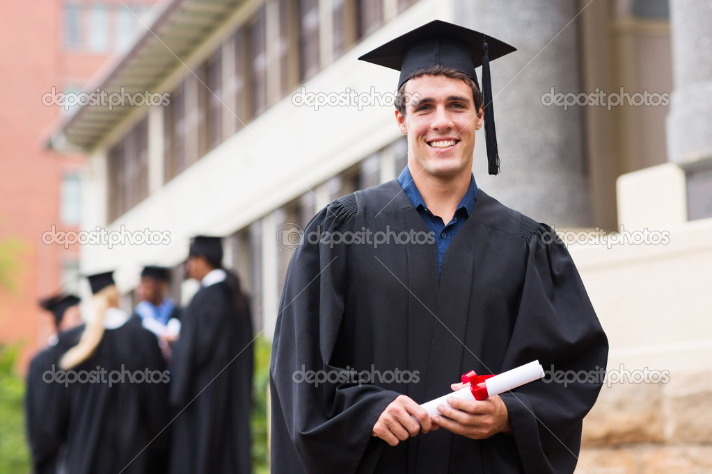 Cheerful young male university graduate
