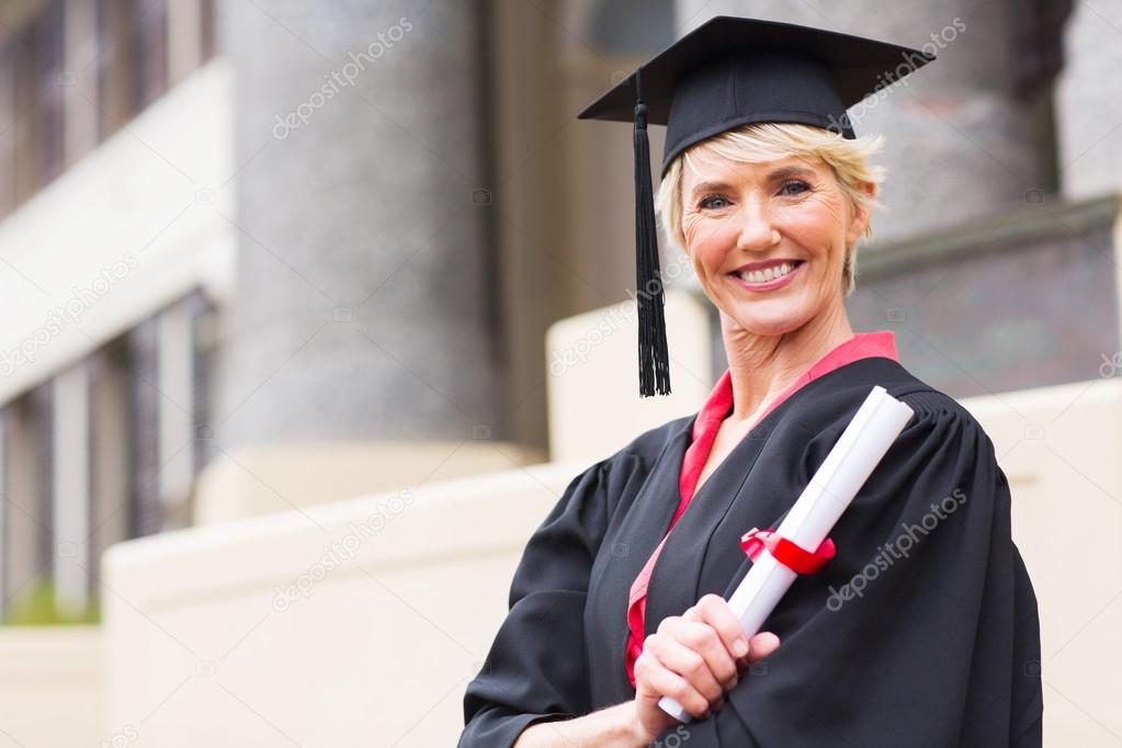 Woman with graduation cap and gown