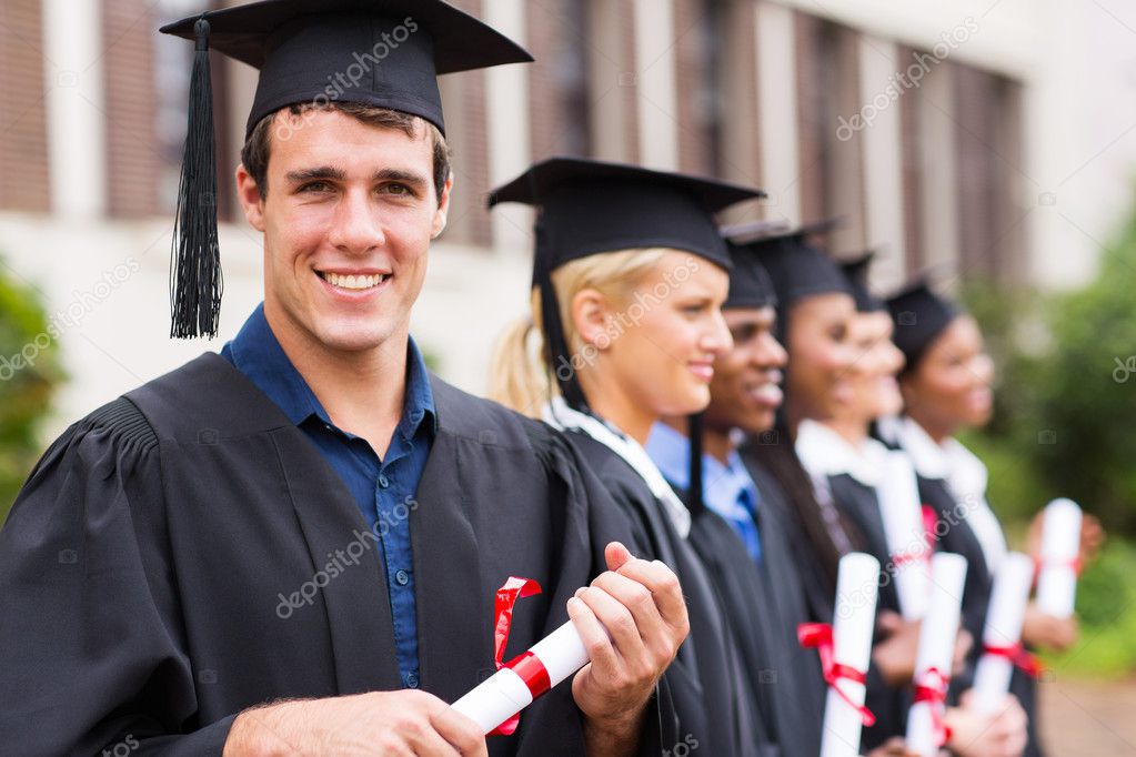 Cheerful college graduates