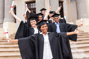 Students with raised hands clipart