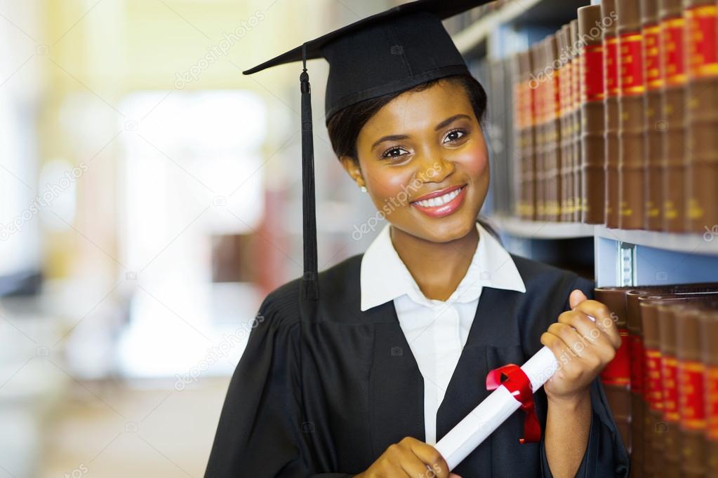 Pretty female african college graduate