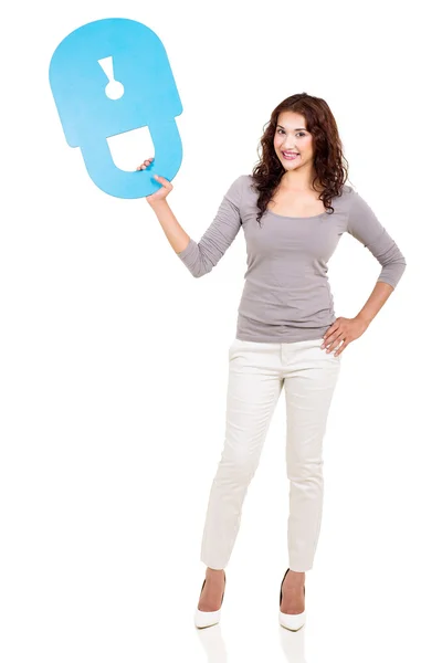 Woman holding lock symbol — Stock Photo, Image