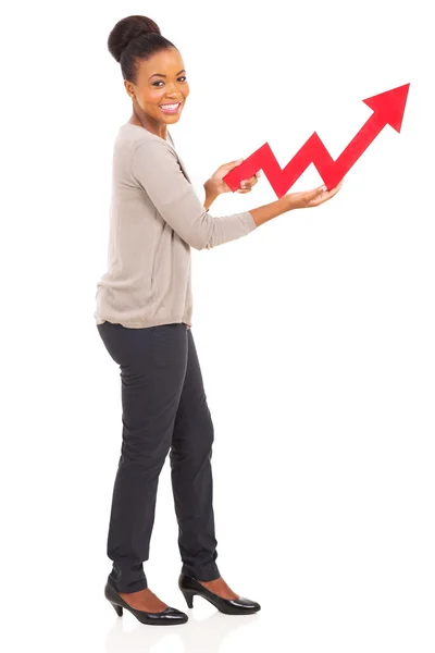 African american girl holding growth arrow — Stock Photo, Image