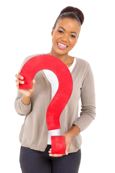 African american girl with question mark — Stock Photo, Image
