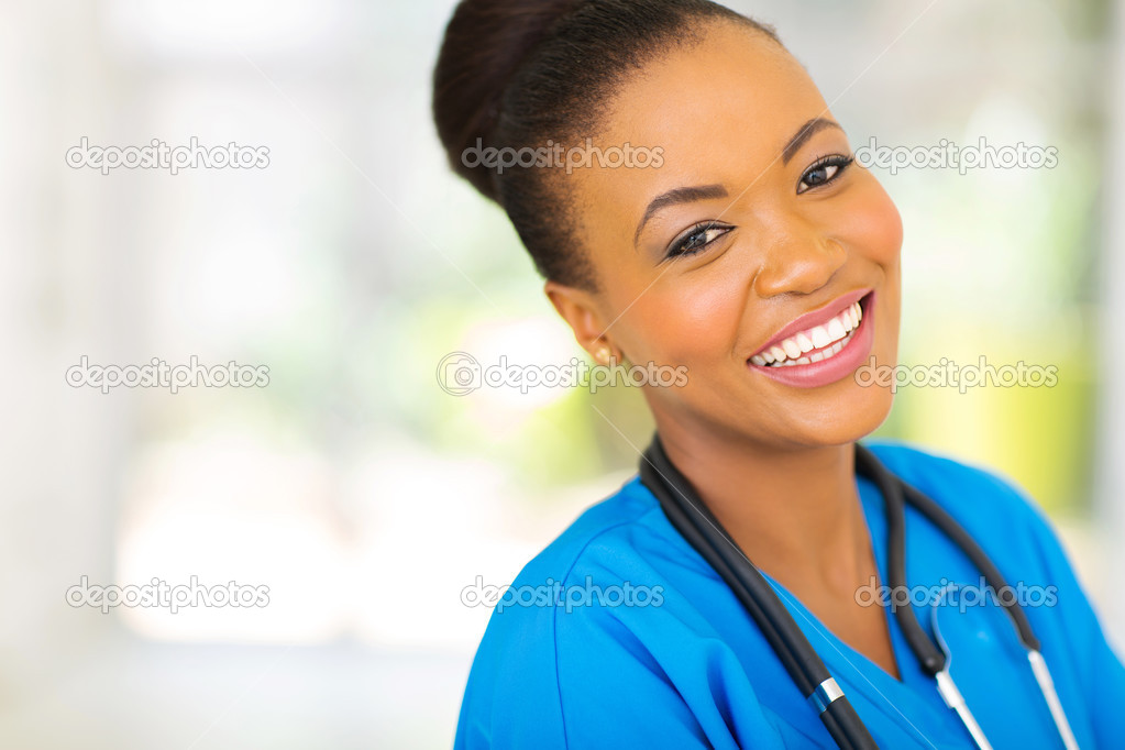 happy african nurse