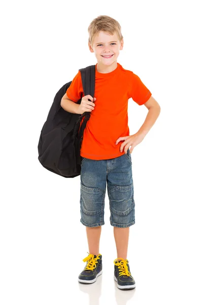 Joven niño llevando la bolsa de escuela —  Fotos de Stock