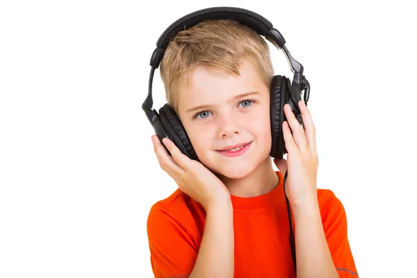Malý chlapec se sluchátky — Stock fotografie