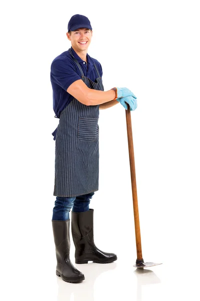 Gardener with a hoe — Stock Photo, Image
