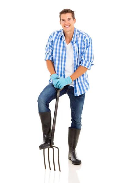 Hombre con tenedor de jardín — Foto de Stock