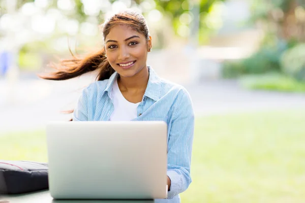 Indian student with laptop — Stock Photo, Image