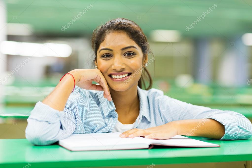 indian college student in library