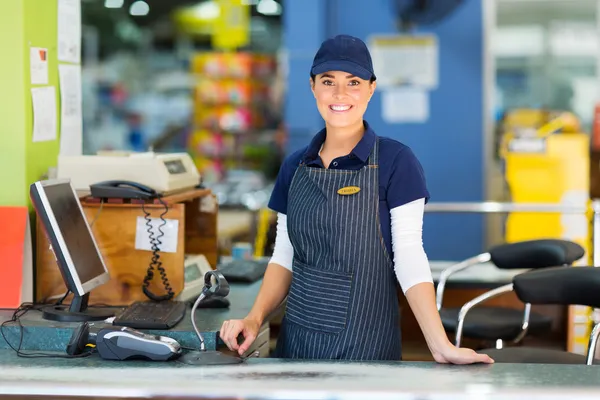 Woman working as a cashier — Stock Photo, Image