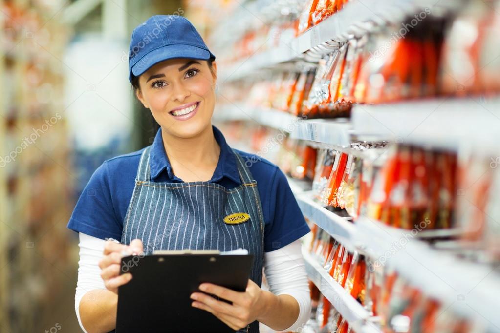 Store worker holding clipboard