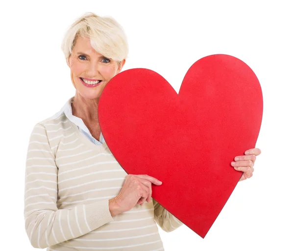 Mujer mayor con forma de corazón — Foto de Stock