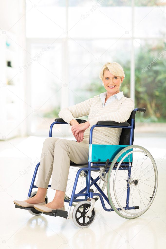Handicapped middle aged woman