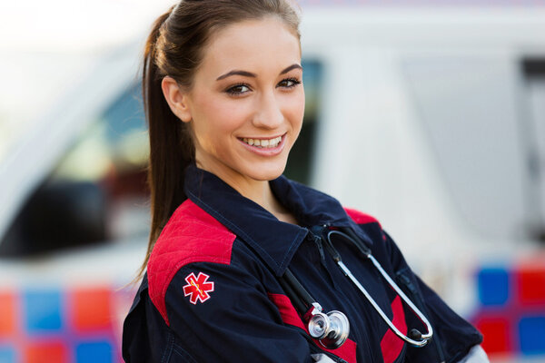 young female emergency medical technician