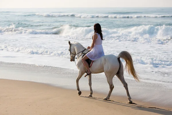 Menina desfrutando de passeio a cavalo — Fotografia de Stock