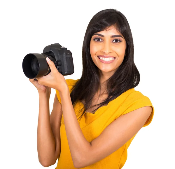 Indian female photographer — Stock Photo, Image