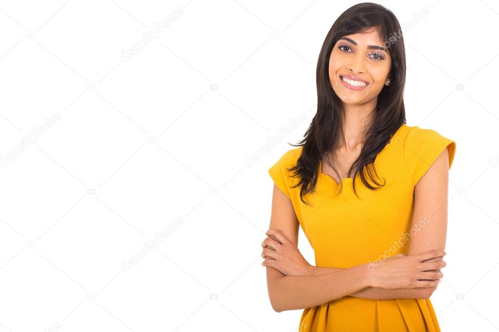 indian woman with arms folded