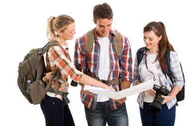 Harita üzerinde yön kontrol turist grup