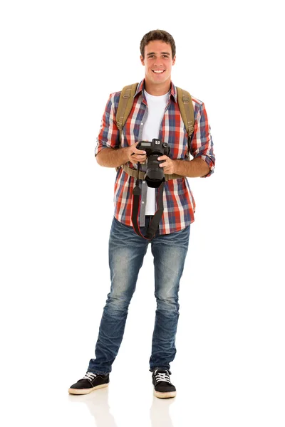 Male tourist with a camera — Stock Photo, Image