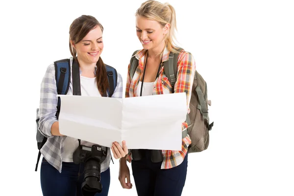 Female tourists looking at a map — Stock Photo, Image
