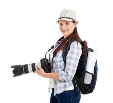 DSLR kamera tutan kadın