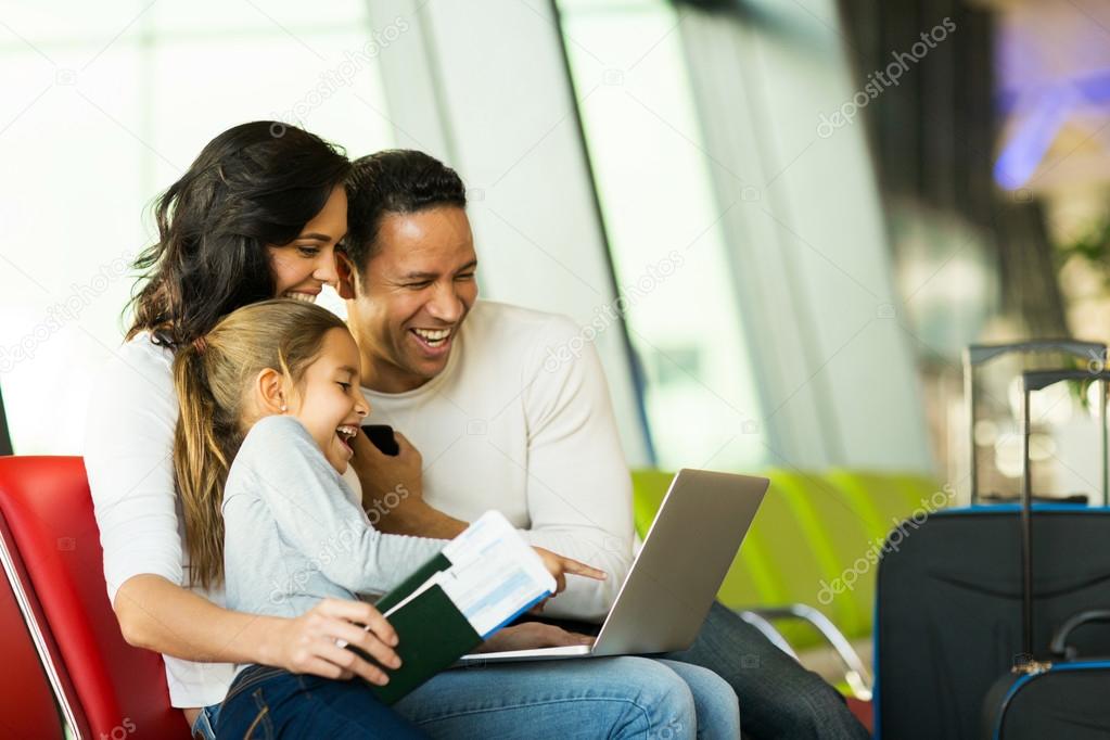 Family using laptop