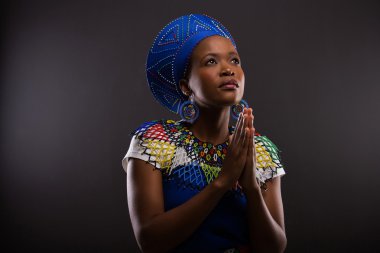 African woman praying clipart
