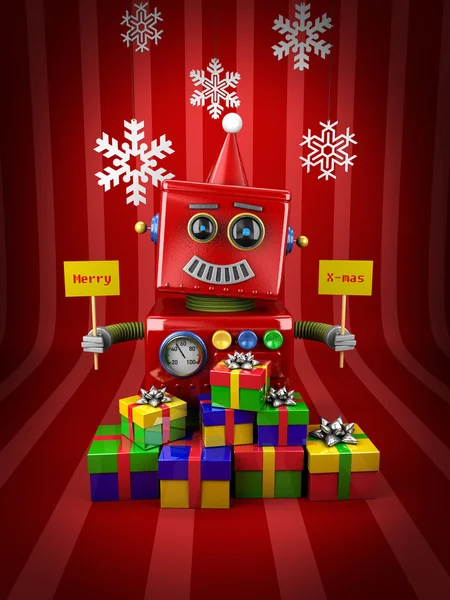 Merry Christmas Robot — Stockfoto