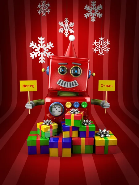 메리 크리스마스 로봇 스톡 사진