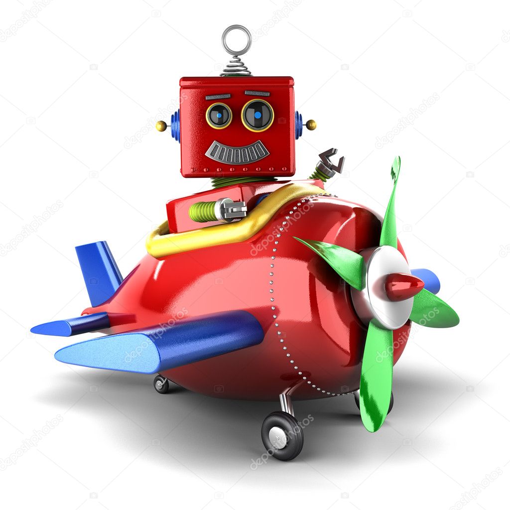 Toy robot in plane