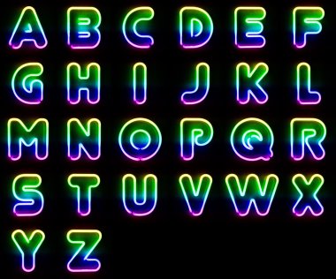 renkli neon harfler