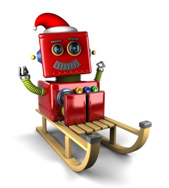 Noel Baba robot üzerinde kızak