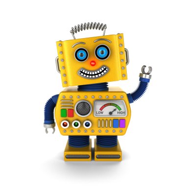 Merhaba sallayarak mutlu vintage oyuncak robot