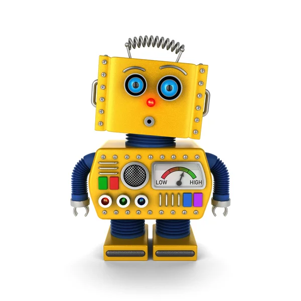 Vintage toy robot with surprised facial expression — Stock Photo, Image