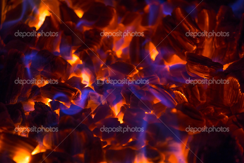 Glowing Ember With Blue Flames Stock Photo Image By C Creisinger 38616825